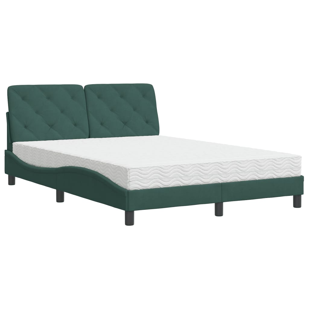 Bed met matras fluweel donkergroen 140x200 cm