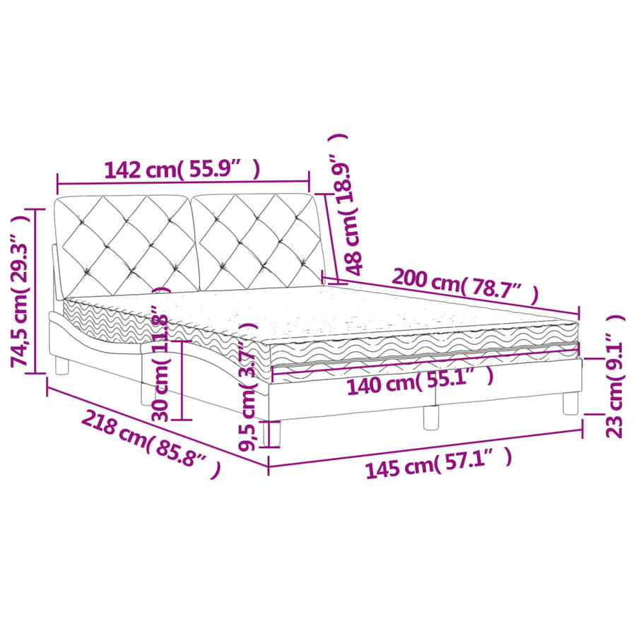 Bed met matras fluweel donkergroen 140x200 cm