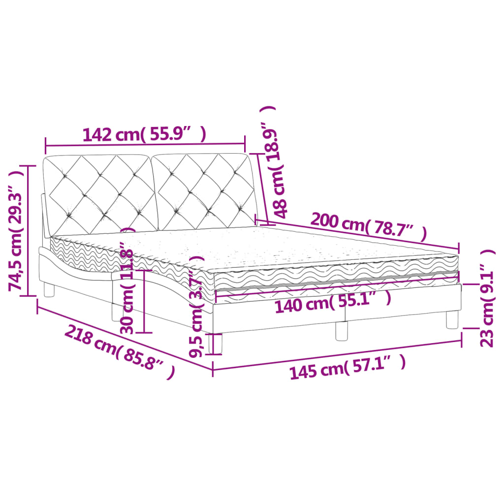 Bed met matras fluweel blauw 140x200 cm