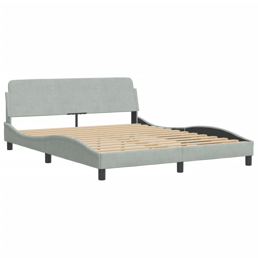 Bed met matras fluweel lichtgrijs 160x200 cm