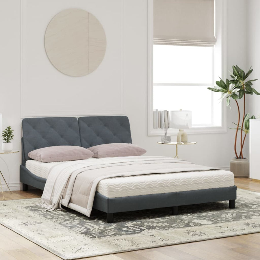 Bed met matras fluweel donkergrijs 160x200 cm
