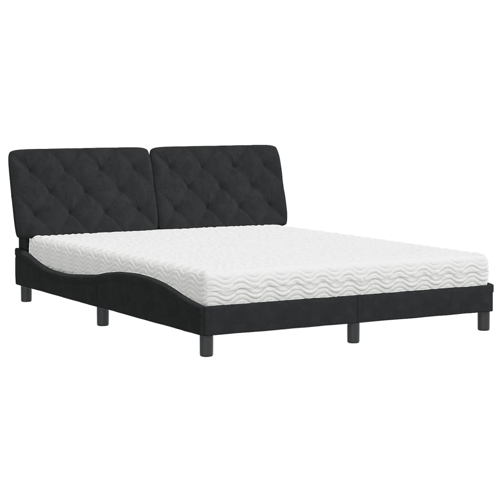 Bed met matras fluweel zwart 160x200 cm