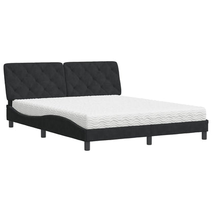 Bed met matras fluweel zwart 160x200 cm