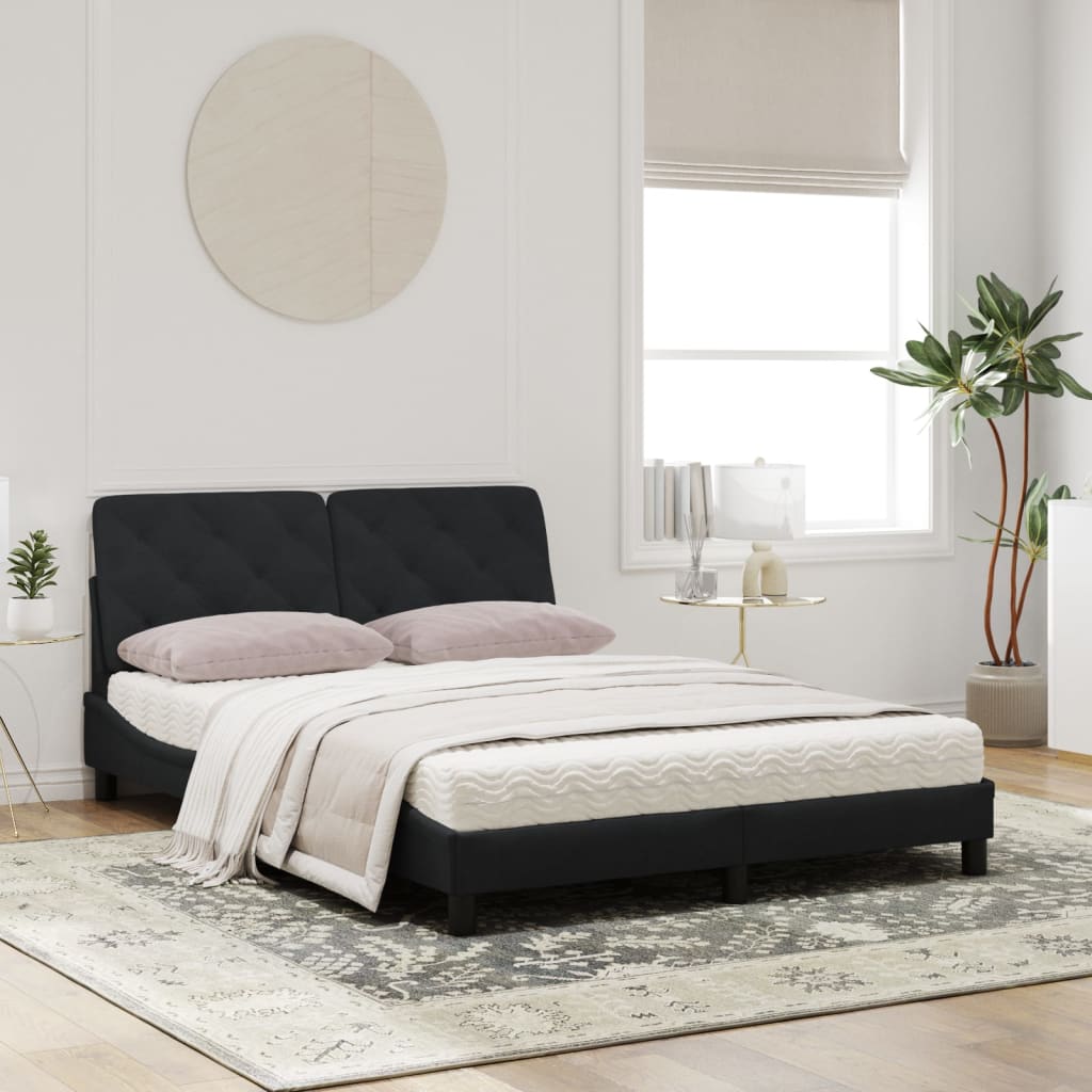 Bed met matras fluweel zwart 160x200 cm