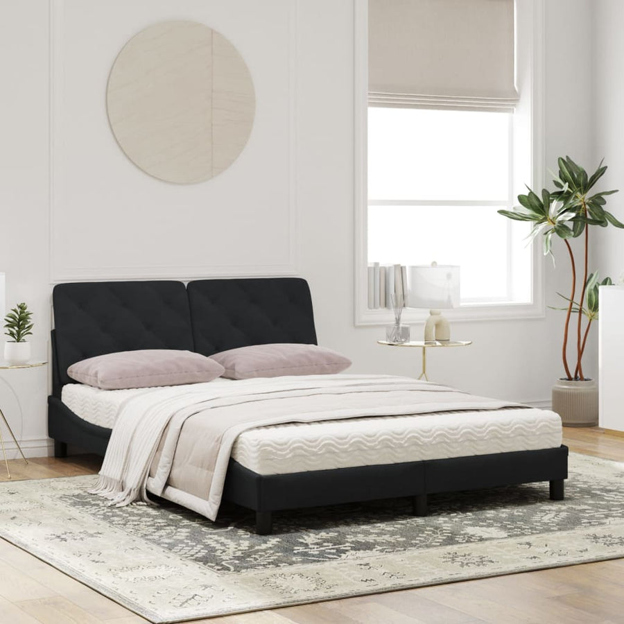 Bed met matras fluweel zwart 160x200 cm
