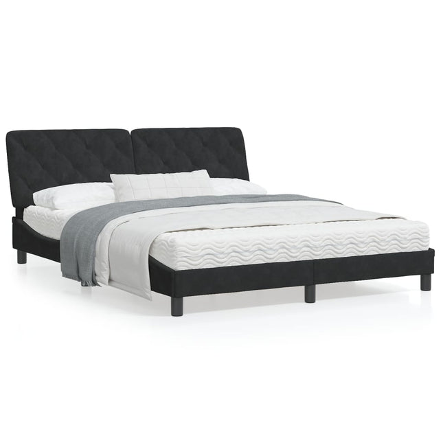 Bed met matras fluweel zwart 160x200 cm