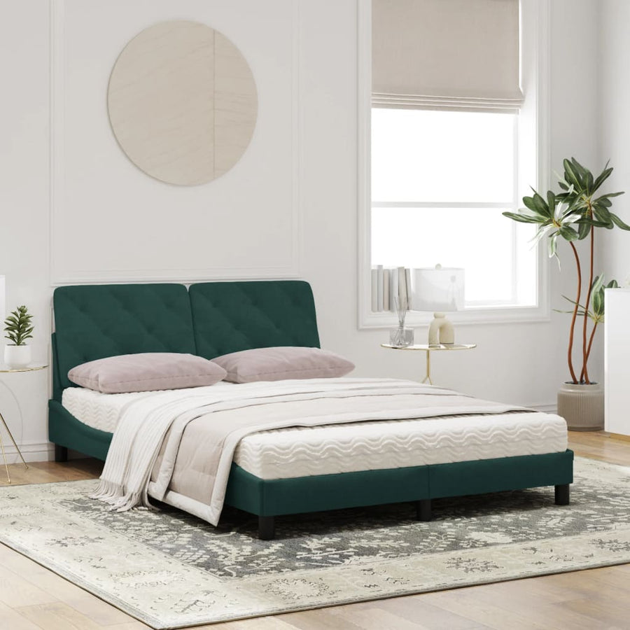 Bed met matras fluweel donkergroen 160x200 cm
