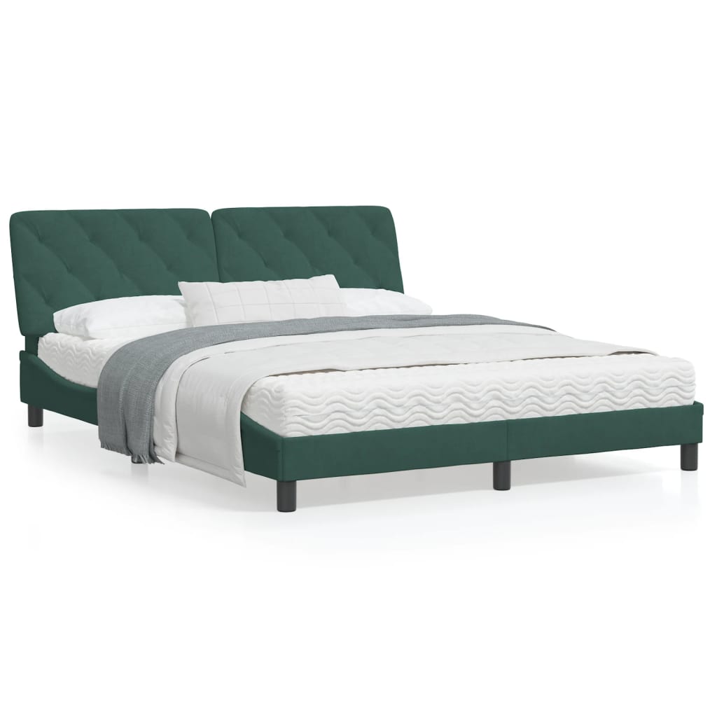 Bed met matras fluweel donkergroen 160x200 cm