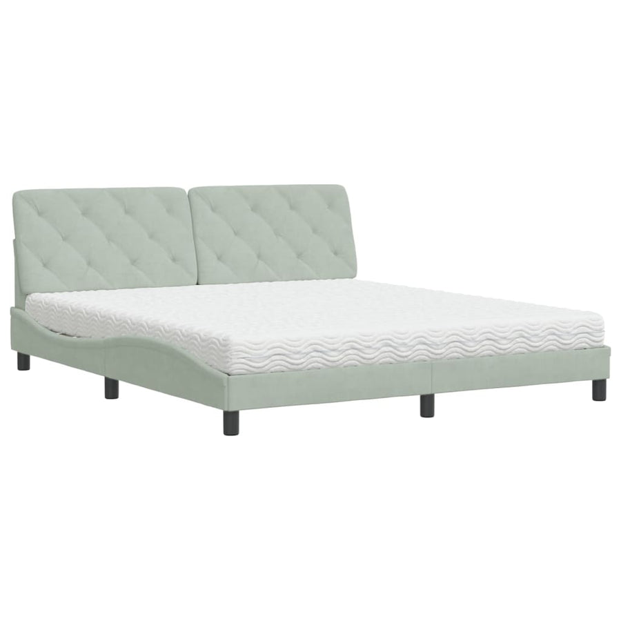 Bed met matras fluweel lichtgrijs 180x200 cm