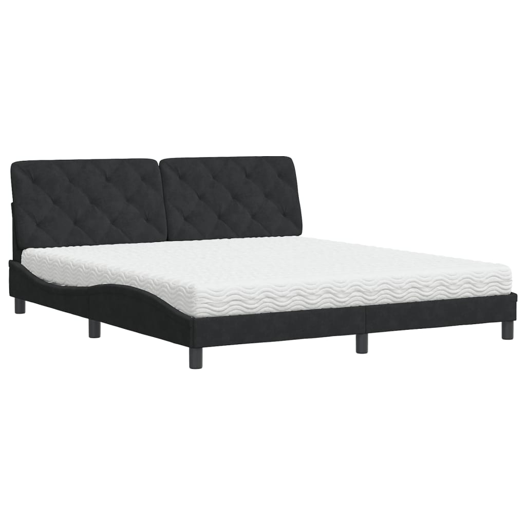 Bed met matras fluweel zwart 180x200 cm