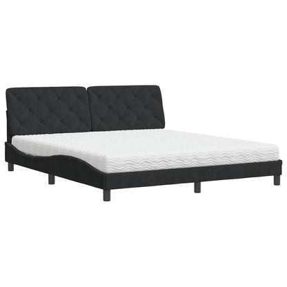 Bed met matras fluweel zwart 180x200 cm