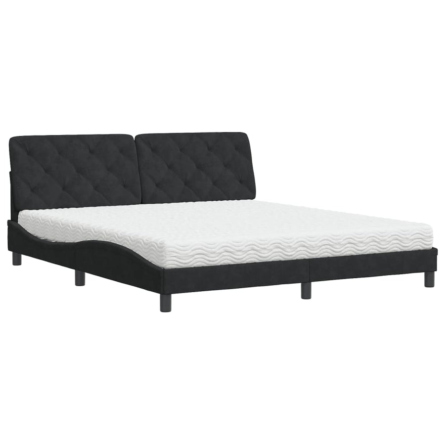 Bed met matras fluweel zwart 180x200 cm