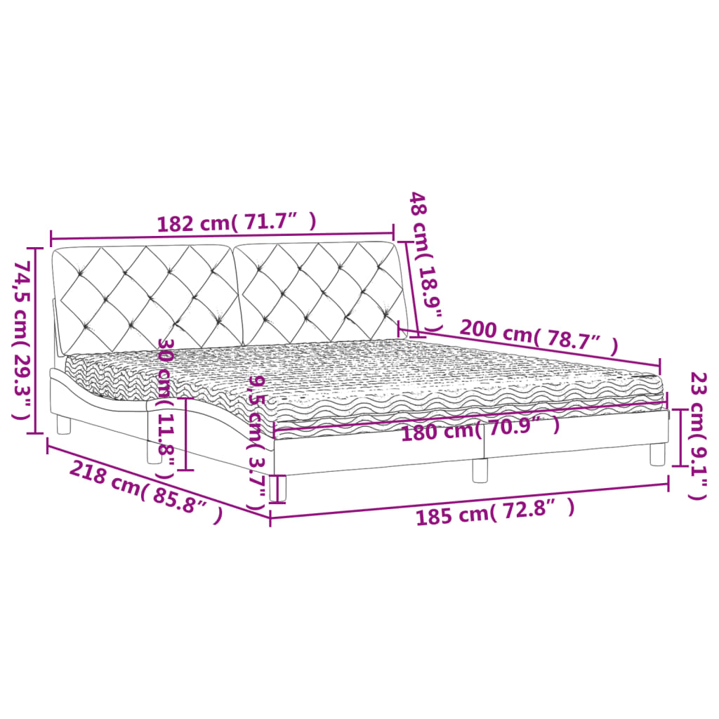 Bed met matras fluweel zwart 180x200 cm