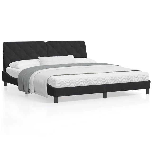 Bed met matras fluweel zwart 180x200 cm