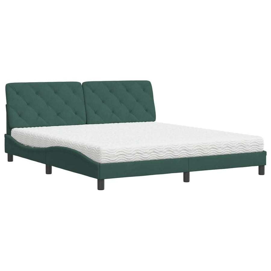 Bed met matras fluweel donkergroen 180x200 cm