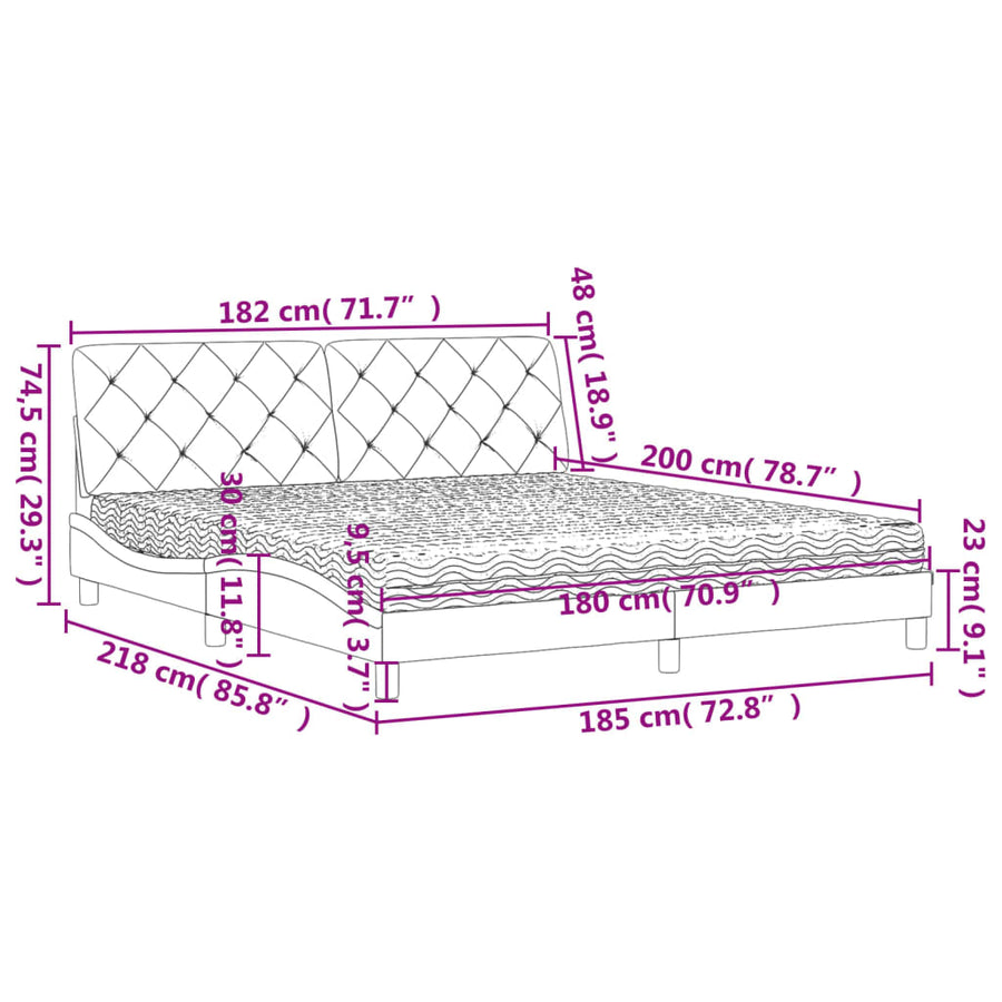 Bed met matras fluweel donkergroen 180x200 cm
