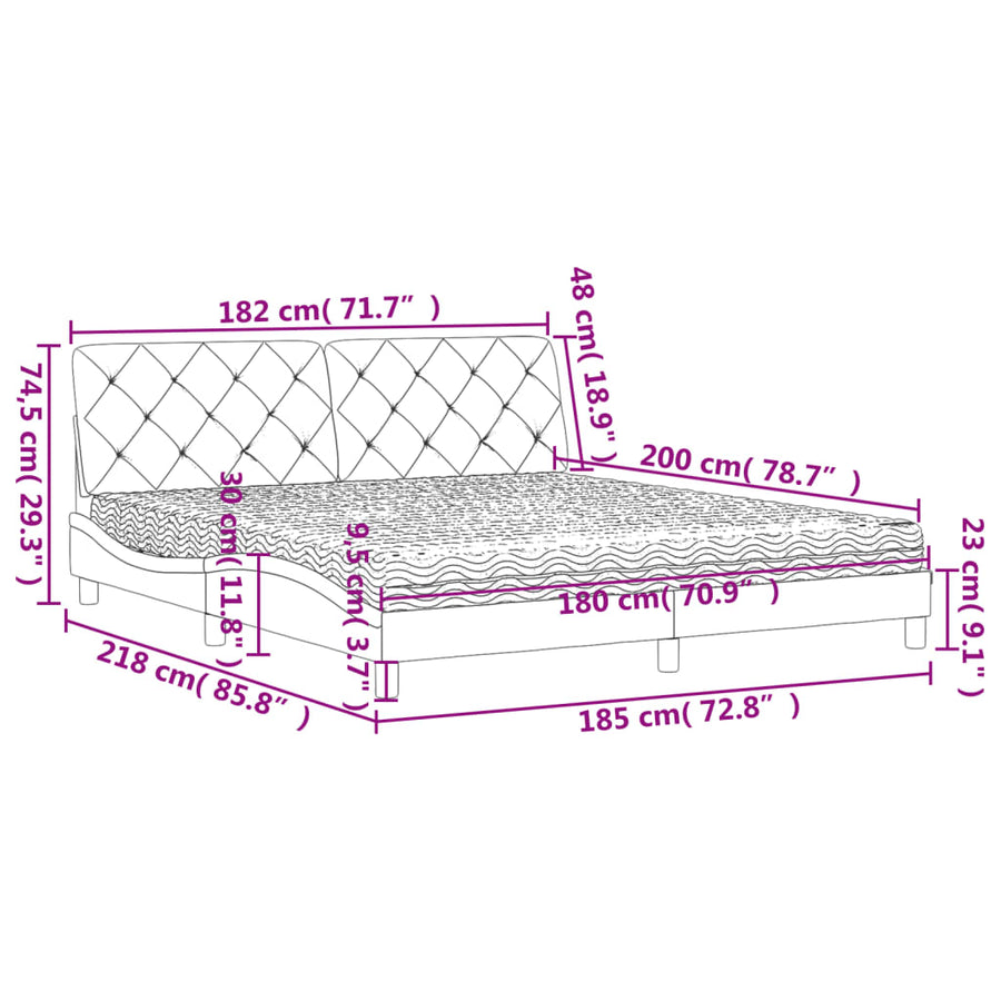 Bed met matras fluweel roze 180x200 cm