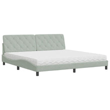 Bed Met Matras Fluweel 200 x 200 cm Lichtgrijs