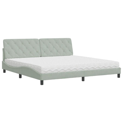 Bed Met Matras Fluweel 200 x 200 cm Lichtgrijs