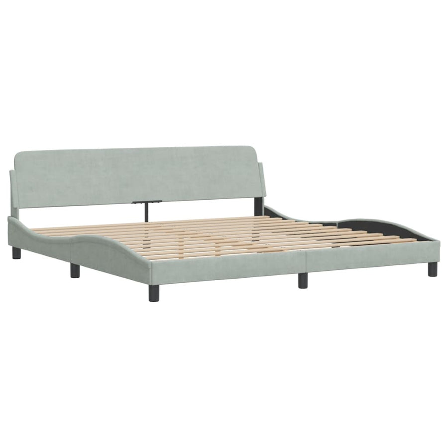 Bed Met Matras Fluweel 200 x 200 cm Lichtgrijs