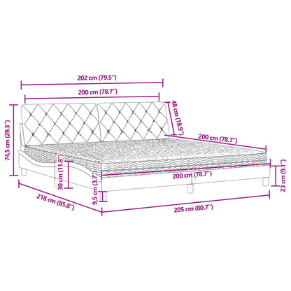 Bed Met Matras Fluweel 200 x 200 cm Lichtgrijs