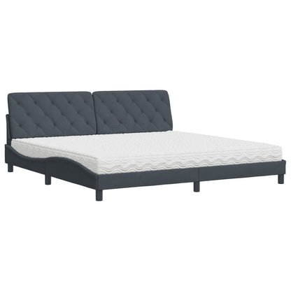 Bed Met Matras Fluweel 200 x 200 cm Donkergrijs