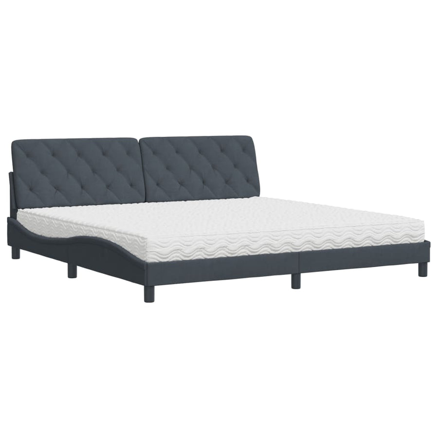 Bed Met Matras Fluweel 200 x 200 cm Donkergrijs