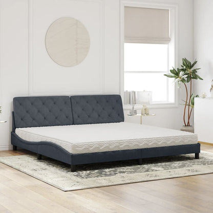 Bed Met Matras Fluweel 200 x 200 cm Donkergrijs