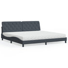 Bed met matras fluweel donkergrijs 200x200 cm