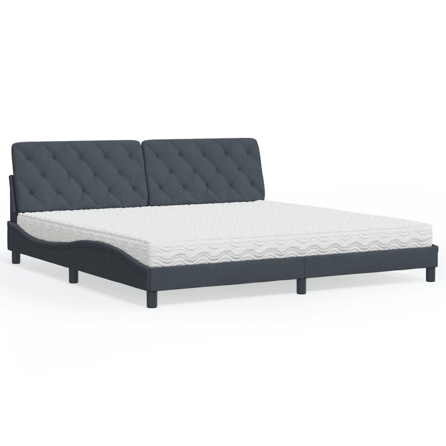 Bed Met Matras Fluweel 200 x 200 cm Donkergrijs