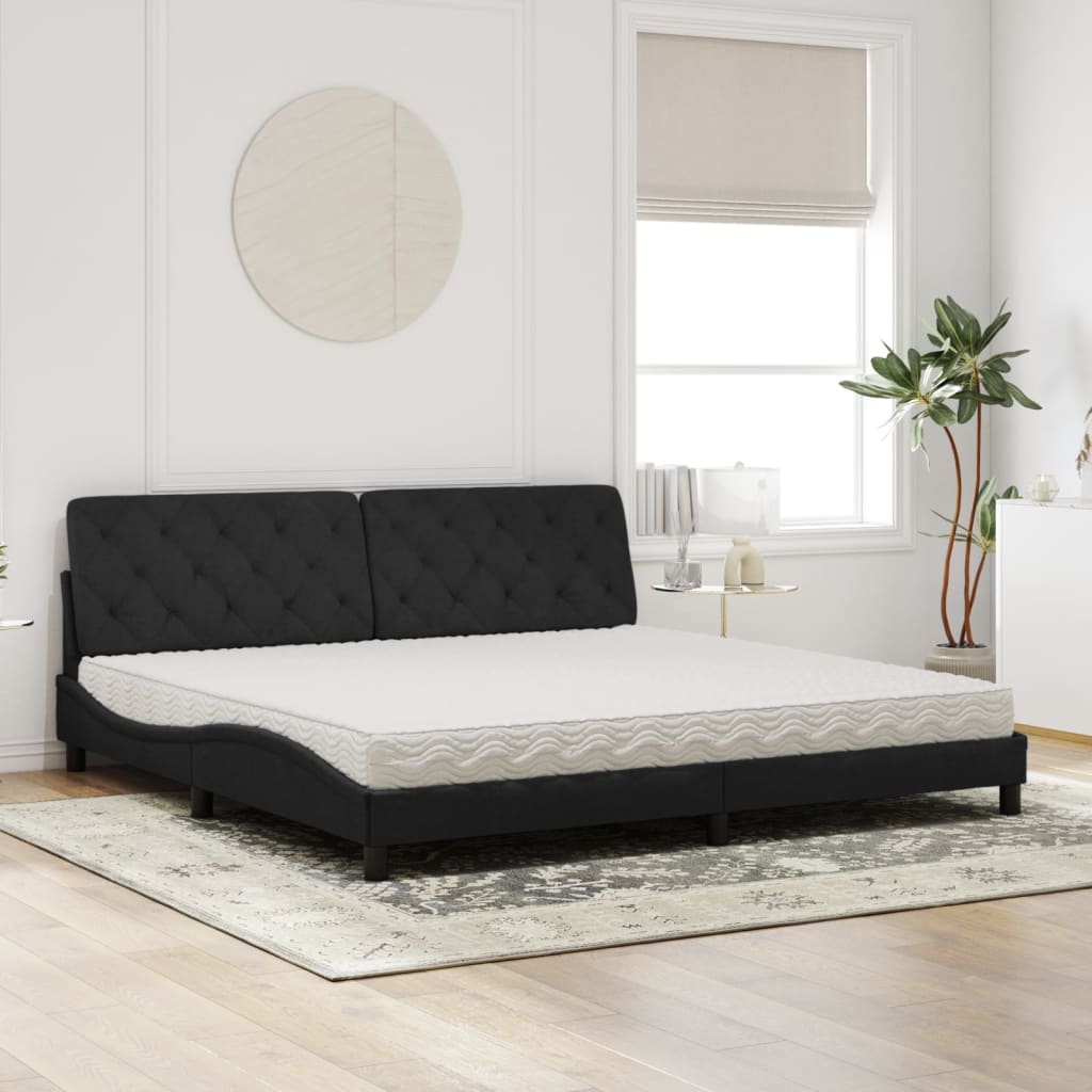 Bed met matras fluweel zwart 200x200 cm