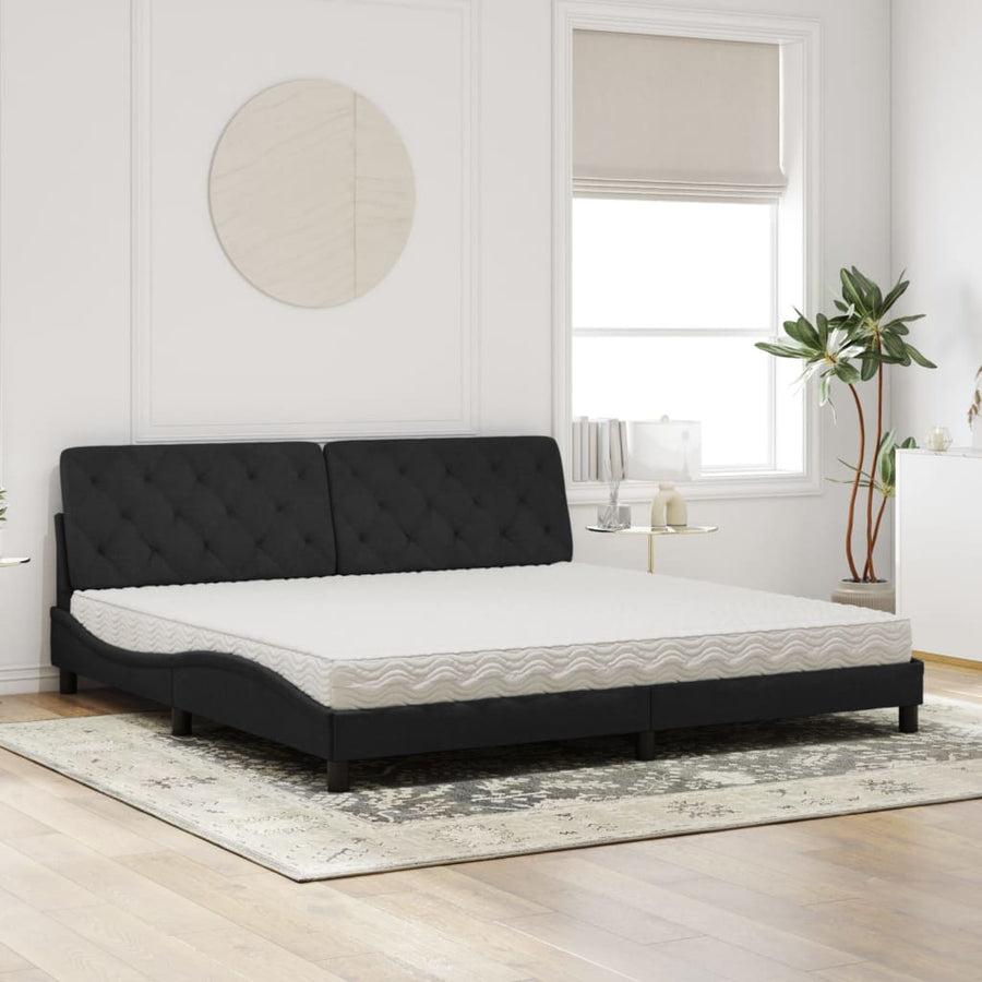 Bed met matras fluweel zwart 200x200 cm