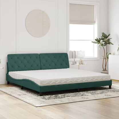 Bed met matras fluweel donkergroen 200x200 cm
