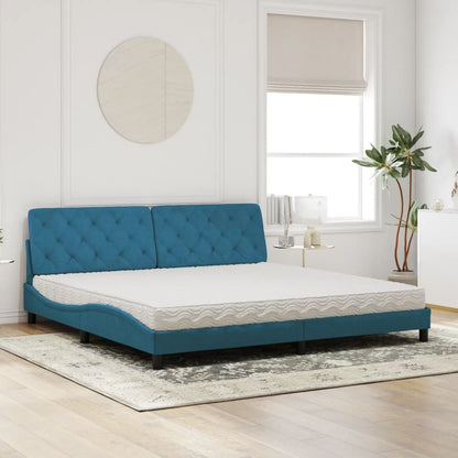 Bed met matras fluweel blauw 200x200 cm