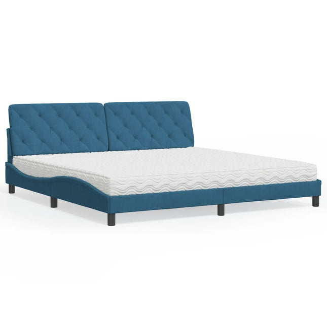 Bed met matras fluweel blauw 200x200 cm