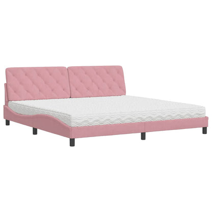 Bed met matras fluweel roze 200x200 cm