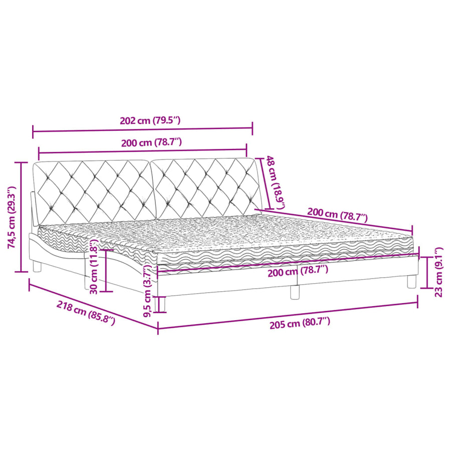 Bed met matras fluweel roze 200x200 cm