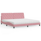 Bed met matras fluweel roze 200x200 cm