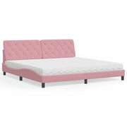 Bed with velvet pink mattress 200x200 cm