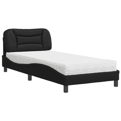 Bed met matras kunstleer zwart 80x200 cm
