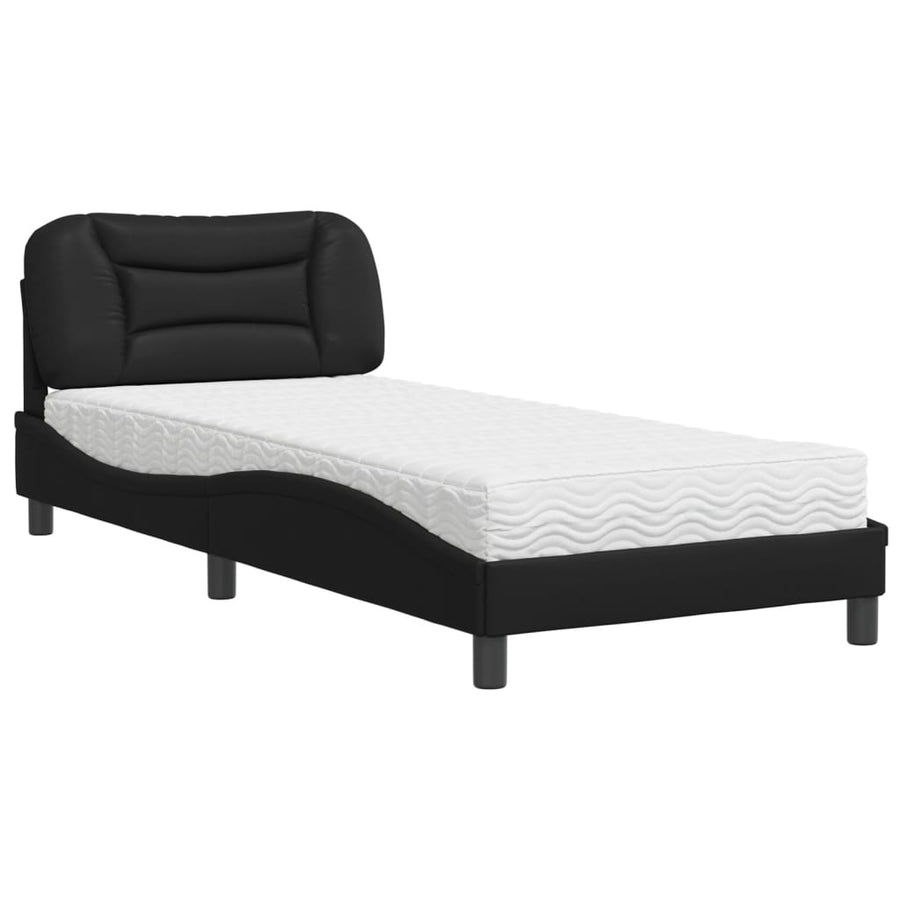 Bed met matras kunstleer zwart 80x200 cm
