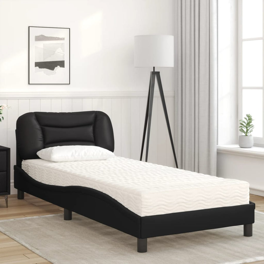 Bed met matras kunstleer zwart 80x200 cm