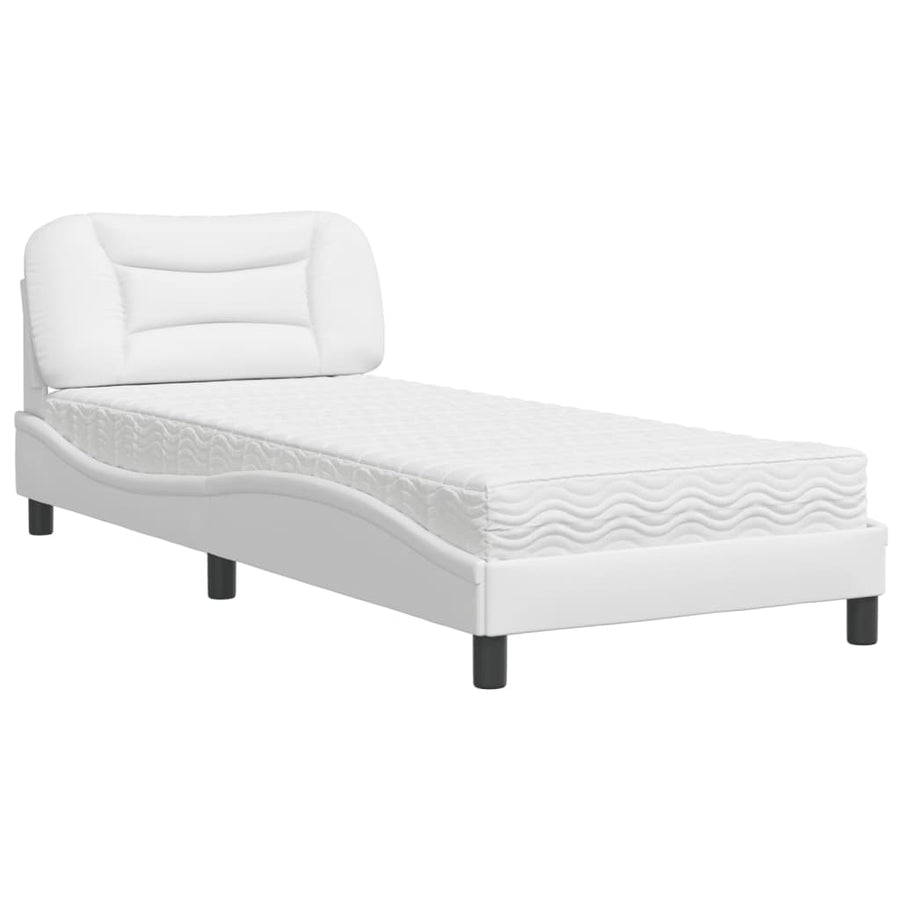 Bed met matras kunstleer wit 80x200 cm