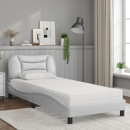 Bed met matras kunstleer wit 80x200 cm