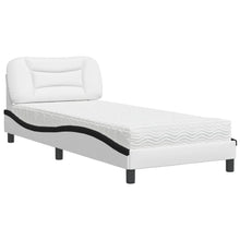 Bed Met Matras Kunstleer En 80 x 200 cm Wit en zwart