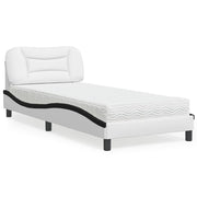 Bed met matras 80x200 cm kunstleer wit zwart