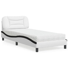 Bed Met Matras Kunstleer En 80 x 200 cm Wit en zwart