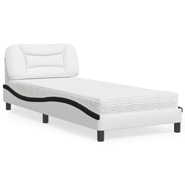 Bed met matras kunstleer zwart en wit 80x200 cm