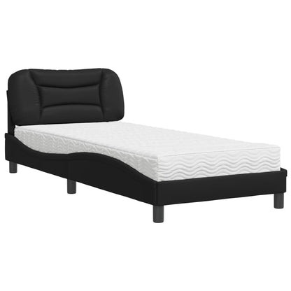 Bed met matras kunstleer zwart 90x190 cm