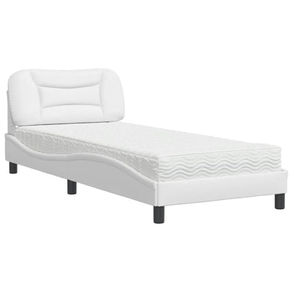 Bed met matras kunstleer wit 90x190 cm